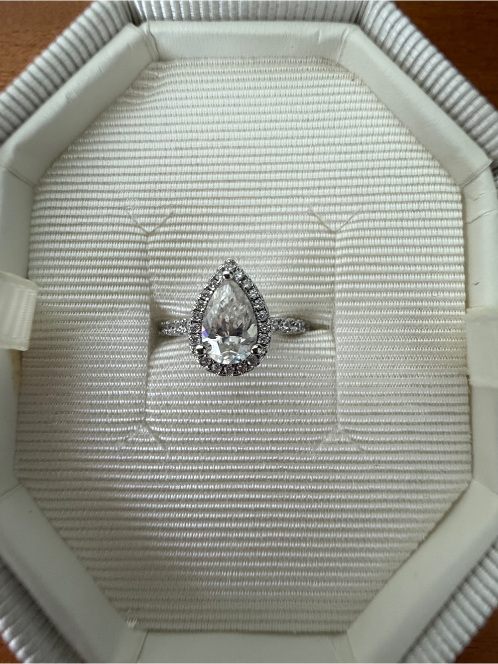 Pear Shaped Moissanite Halo Ring